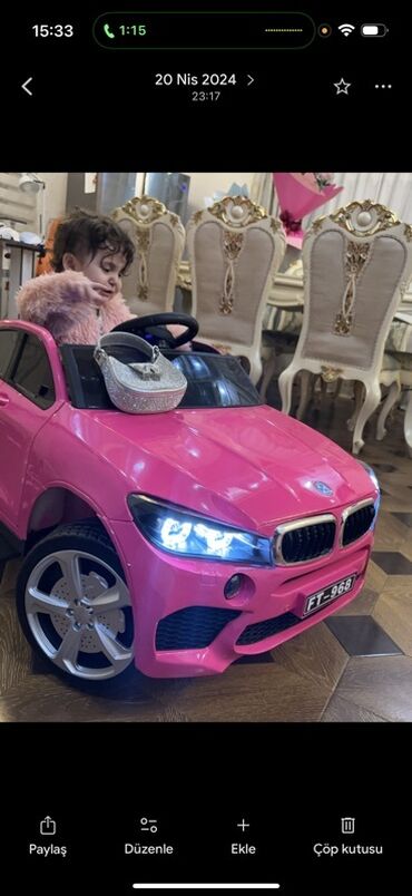 uşaq kalyaskası: Uşaq üçün elektrikli mini avtomobil – FT-968 modeli - Rəng: parlaq