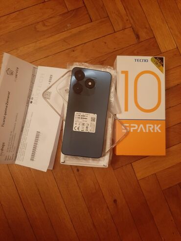 iphon 10: Tecno Spark 10 4G, 128 GB, rəng - Qara, Zəmanət, Sensor, Barmaq izi