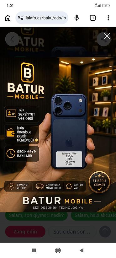 IPhone 17 Pro, 256 ГБ, Голубой at lalafo.az IPhone 17 Pro, 256 ГБ, Голубой
