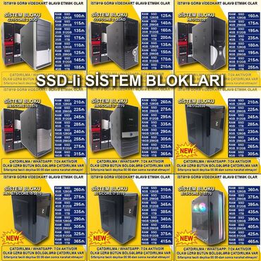 Kompüter, noutbuk və planşetlər: SSD-li Sistem Blokları Ofis üçün Sistem Blokları. Yeni və İkinci əl