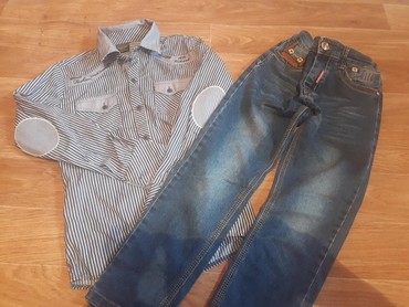 летняя рубашка: Джинсы и брюки, цвет - Синий, Б/у