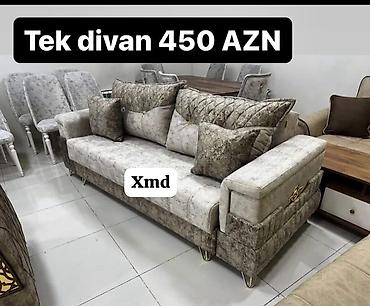 Divanlar: Tek divan – 450 AZN - Müasir dizayn: dərin kapitone tikişlər, qızılı — 1