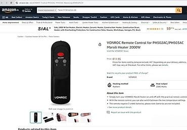 Aksesoari za TV i video: Daljinski upravljač za infracrveni grejač VONROC/ICON – kompatibilan — 2