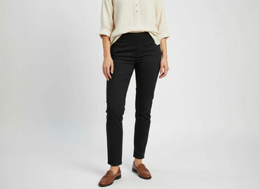 spodnie na szelkach krzyżówka: Material trousers for women, size M