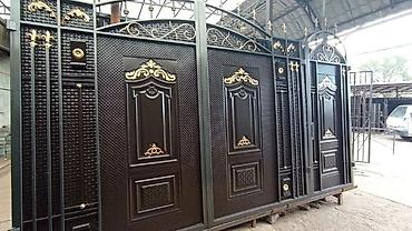 Распашные ворота: Металлические въездные ворота с калиткой. - Материал: сталь/металл — 6