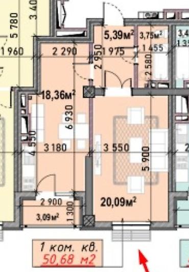 Продажа квартир: 1 комната, 51 м², Ала-Арча ТРЦ Элитка, 3 этаж, ПСО (под самоотделку) — 2