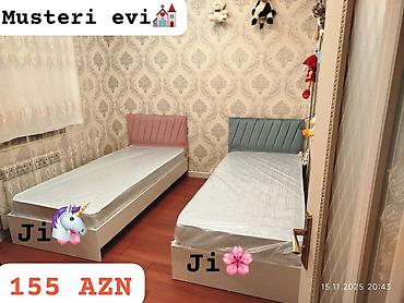 tikinti matriyallari: Uşaq/yeniyetmə üçün iki ədəd tək çarpayı dəsti - Ölçü: standart tək — 1