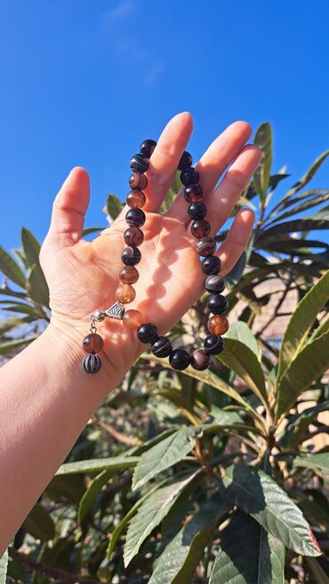 Təsbehlər: Təbii daşlardan hazırlanmış tesbih - Material: şəffaf-qonur tonlarda — 18