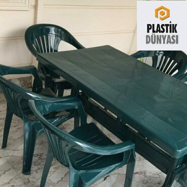 islenmis plastik stol stul: Çox keyfiyyətli və davamlı masa oturacaq dəsti👍
