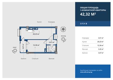 9 микрорайон квартира: Строится, Индивидуалка, 1 комната, 42 м²