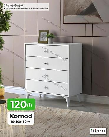 Komodlar: Ağ rəngli, müasir dizaynlı komod - Ölçülər: 40 × 100 × 80 sm - — 1