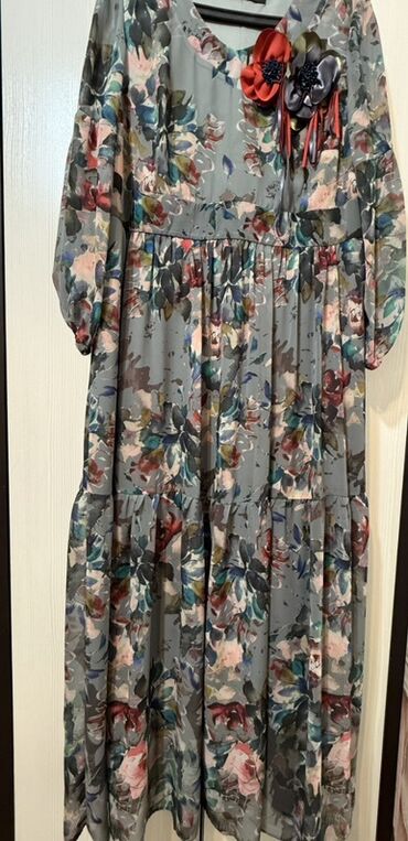 летнее платье с длинным рукавом: Повседневное платье, Длинная модель, Шифон