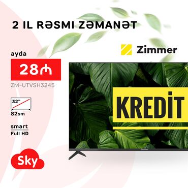 zimmer smart tv: Yeni Televizor Zimmer Led 32" FHD (1920x1080), Pulsuz çatdırılma