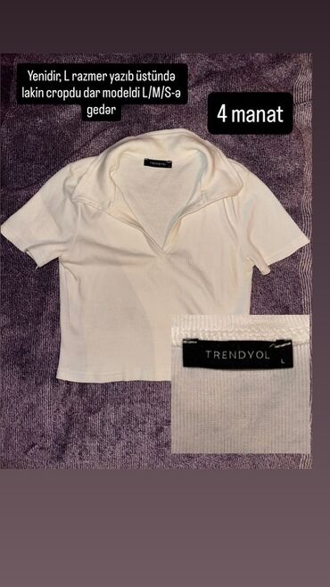 Riyaziyyat: Trendyol markalı qadın köynəyi, - Rəng: ağ - Model: qısa (crop)