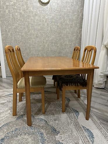 Yemək masası dəsti – 1 masa + 5 stul - Material: tam ağac (təbii ağac