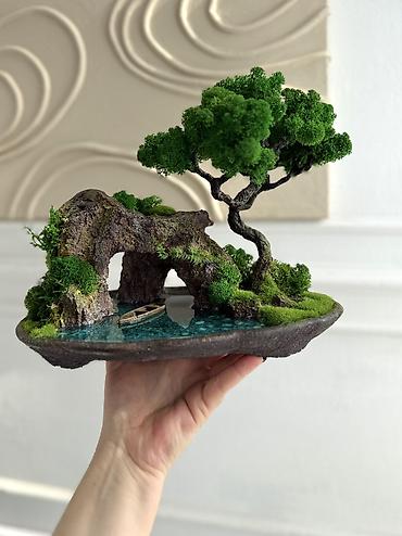 Другой декор и предметы интерьера: Декоративное дерево бонсай, выполненное из стабилизированного мха — 46