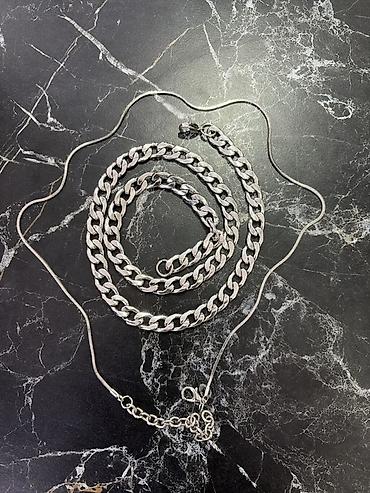 ilan sep: Gümüş rəngli iki ədəd boyunbağı dəsti - Material: metal ərintisi — 2