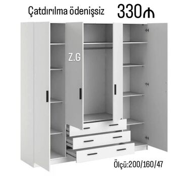 Dolablar: *Dolab 4 Qapılı 330Azn* ✔️İstehsal Rusiya Laminat 18/lik Rəng seçimi