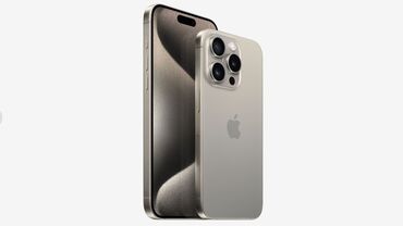 Apple iPhone: IPhone 15 Pro, Б/у, 128 ГБ, Natural Titanium, Наушники, Зарядное устройство, Защитное стекло, 91 %