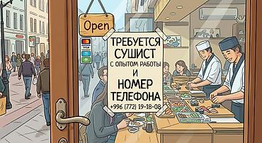 Повара: Сушист с опытом работы! Район Вефа центра . График 5/2 с 11:23 Все — 1