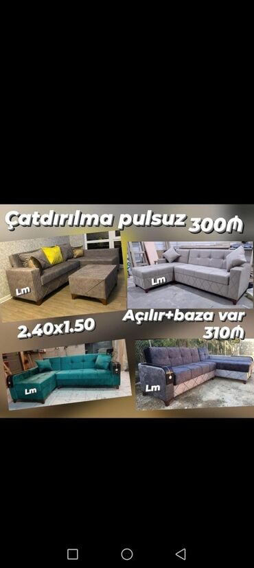 Divanlar: Künc divan, Yeni, Açılan, Bazalı, Nabuk, Ödənişli çatdırılma — 12