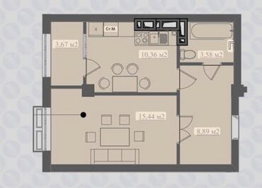 помещения для офиса: 1 комната, 42 м², Элитка, 10 этаж, ПСО (под самоотделку)