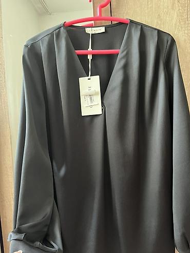 white coat: Блузка, Классическая модель, Сатин, Однотонный — 1