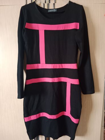 vezivanje mašne na haljini: L (EU 40), bоја - Crna, Koktel, klub, Dugih rukava