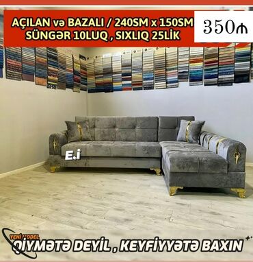 Masa və oturacaq dəstləri: Künc divan, Yeni, Açılan, Bazalı