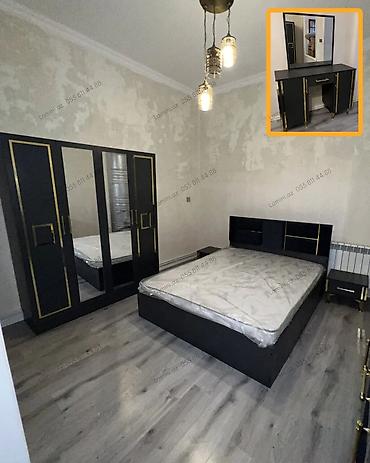 matras sumqayit: Yataq Dəsti Modern üslubda, qara və qızılı dekor elementləri ilə — 1