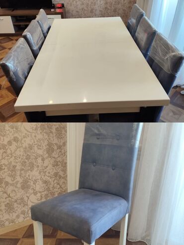 Masa və oturacaq dəstləri: Qonaq otağı üçün, İşlənmiş, Kvadrat masa, 6 stul