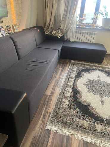 диван уголок раскладной: Диван-кровать, цвет - Серый, Б/у