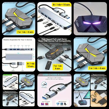 Noutbuklar üçün örtük və çantalar: 8-i və 7-si 1-ində GENİŞLƏNDİRİCİ USB-lər satılır. • 1 USB