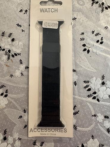 Наручные часы: Apple Watch üçün maqnitli milanese tipli metal qayış. - Rəng: qara - — 1