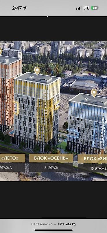 елизавета: 1 комната, 55 м², Асанбай мкр Элитка, 15 этаж, ПСО (под самоотделку) — 2