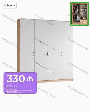 Dörd qapılı paltar dolabı - Ölçülər: Dərinlik 47 sm × Hündürlük 200