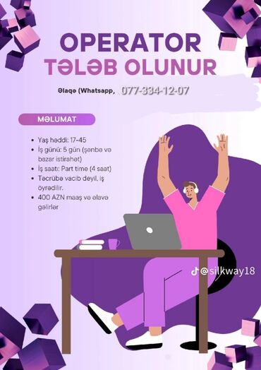 online ish elanlari: Sağlamlıq mərkəzinə Operator xanımlar və bəylər dəvət olunur. ✔️ Yaş