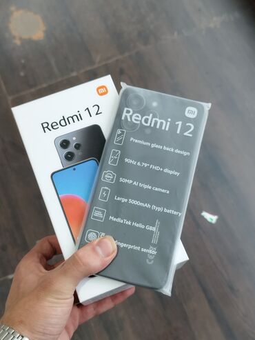 Mobil telefon və aksesuarlar: Xiaomi Redmi 12, 256 GB, rəng - Qara, 
 Düyməli, Barmaq izi