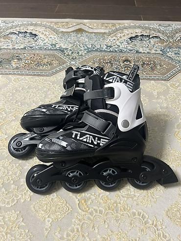 İdman və istirahət: İnline konki (roller skates) – TIAN-E brendi, qara/ağ dizayn — 2