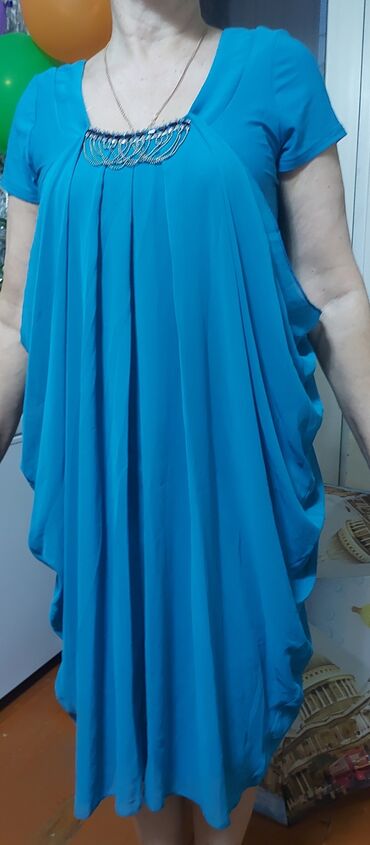шифон платье с: Вечернее платье, Коктейльное, Короткая модель, Шифон, Без рукавов, Стразы, XL (EU 42)