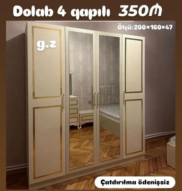 Divanlar: *Dolab 4 Qapılı 💫350Azn* ✔️Material Rusiya Laminatı 18/Lik Rəng seçimi