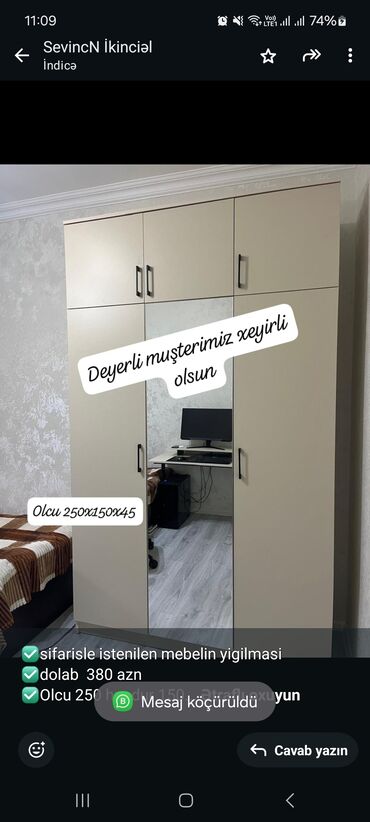 mini şkaf: ✅️sifarisle istenilen mebelin yigilmasi ✅️dolab 380 azn ✅️Olcu 250