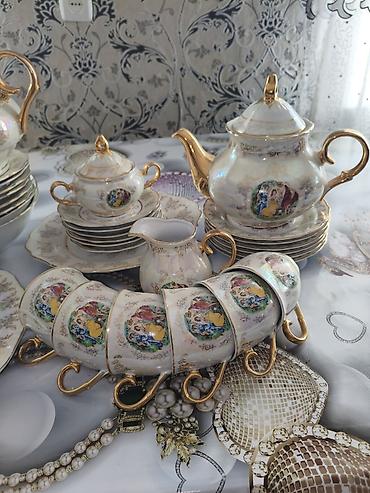 dekor vitrin: Çay dəsti, rəng - Ağ, Farfor, 6 nəfərlik — 6