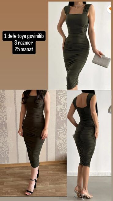 Üzüklər: Xaki-yaşıl rəngdə, bədənə oturan don. - Ölçü: S - Model: kvadrat
