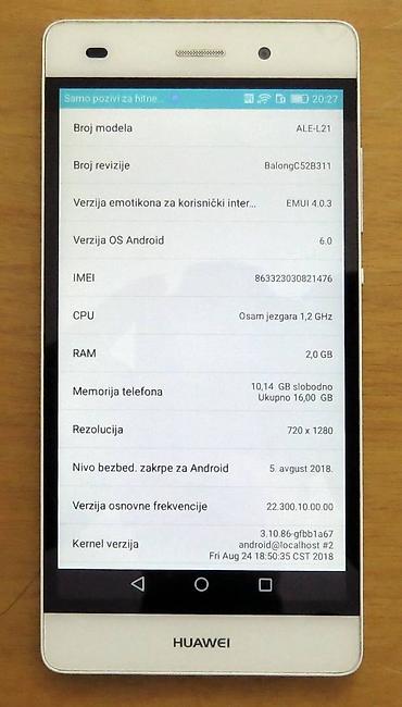 Huawei: Huawei P8 Lite, 16 GB, bоја - Bela — 9
