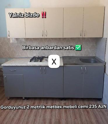 2 metrlik mətbəx mebeli dəsti - Yuxarı hissə: 4 asma şkaf, tutacaqlar