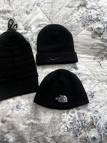 Toxunma, trikotaj papaqlar: Qara rəngli qış papaqları dəsti - Nike bini: qatlana bilən kənarlı — 3
