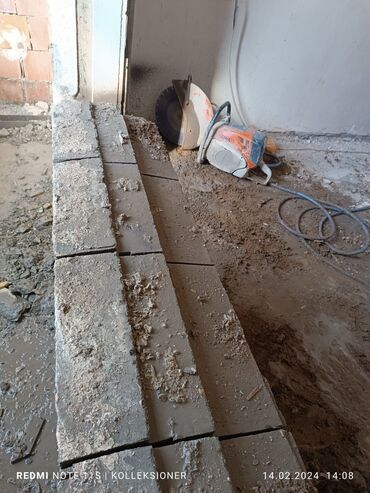 Beton işləri: Səssiz tozsuz səliqəli kəsim. Beton katlavan monolit kubik — 25