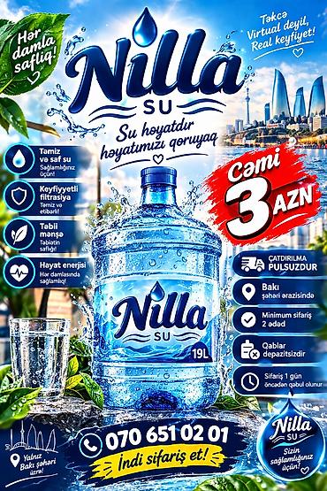 plastik cənlərin qiyməti: Nilla Su – hər damlada saflıq və enerji! Məhsul: - 19L qablaşdırmada — 1