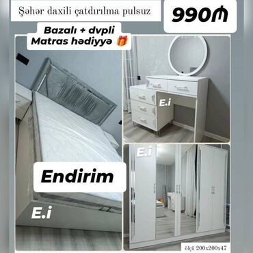 Masa və oturacaq dəstləri: Yataq dəsti 5 qapılı dolablı 990Azn💥 ✔️Rəng seçimi var ✔️ Şəhər